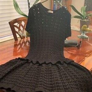 Red Valentino Knitted Lace Skirt - Sz M dark blue